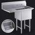 Thumbnail image #3 for Steel Works Stainless Single Compartment Sink with Left Drainboard, 24