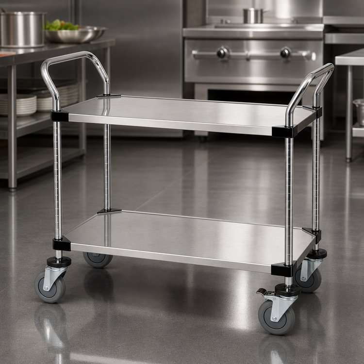 Product image #3 for Quantum WRSC-2448-2SS 48 x 24-Inch 2-Shelf 304 Stainless Steel Utility Bus Cart