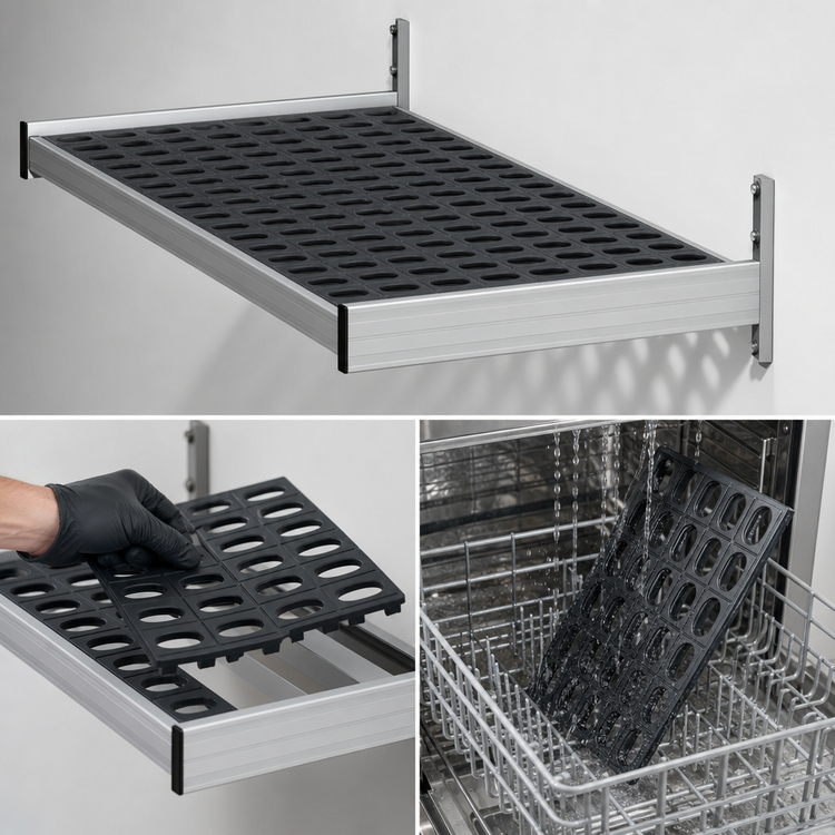 Product image #3 for Fermod Vented Wall-Mounted Shelving Unit, 26W x 14D, Deep Anodized Aluminum