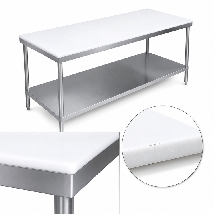 Product image #3 for Advance Tabco Poly-Vance Poly-Top Work Table with Stainless Steel Undershelf, 120 x 30 Inches