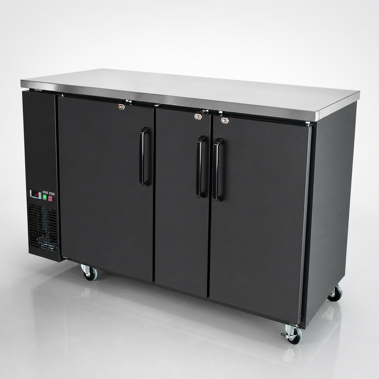 Product image #3 for BK Resources 72-Inch 3-Door Back Bar Refrigerator with Solid Doors and LED Lighting