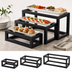 Thumbnail image #3 for American Metalcraft 3-Piece Rectangular Black Lacquered Wood Buffet Riser Set