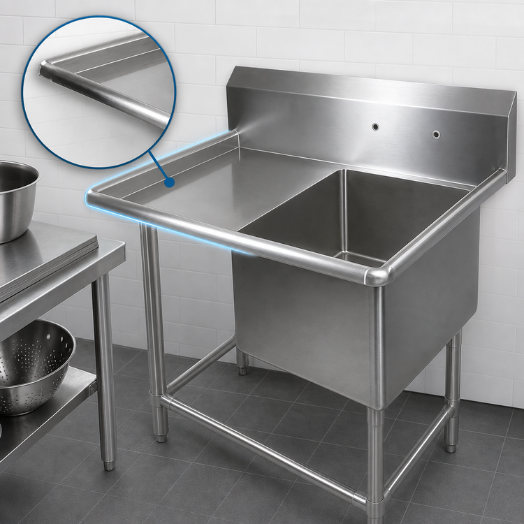 Product image #3 for John Boos Pro-Bowl 1-Compartment Stainless Steel Sink with Left Drainboard, 48-3/16-Inch Wide