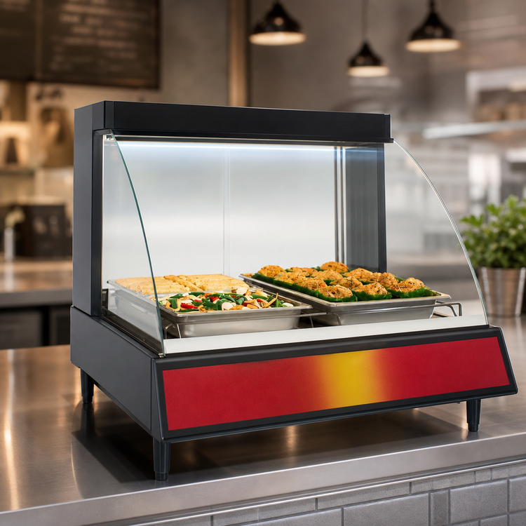 Product image #3 for Hatco Glo-Ray Designer Curved Glass Single-Shelf Heated Display Case, 20.63-Inch Countertop, 120V, 410W