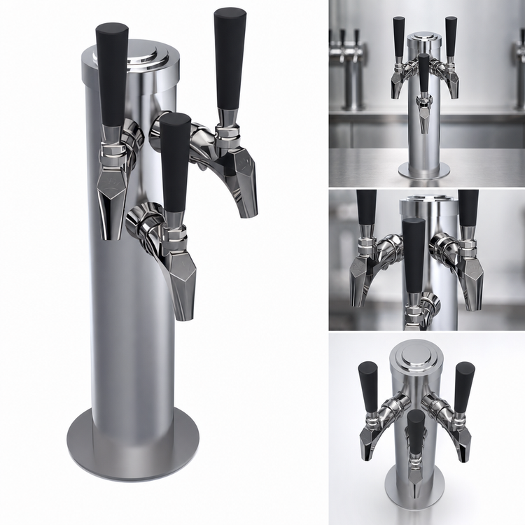 Product image #3 for Krowne Triple Faucet Glycol-Cooled Countertop Beer Tower, 15 Inch, Brushed Stainless Steel