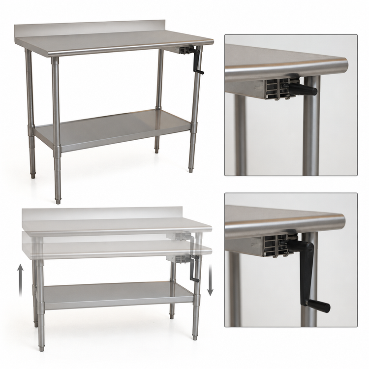 Product image #3 for AdjusTable ADA/Ergonomic Height Adjustable Stainless Steel Work Table with 4-Inch Backsplash, 72W x 30D, 32-40 Inch Height Range