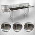 Thumbnail image #3 for John Boos B Series 3-Compartment Floor Model Stainless Steel Sink with Left and Right Drainboards, 111-1/4 Inch Wide