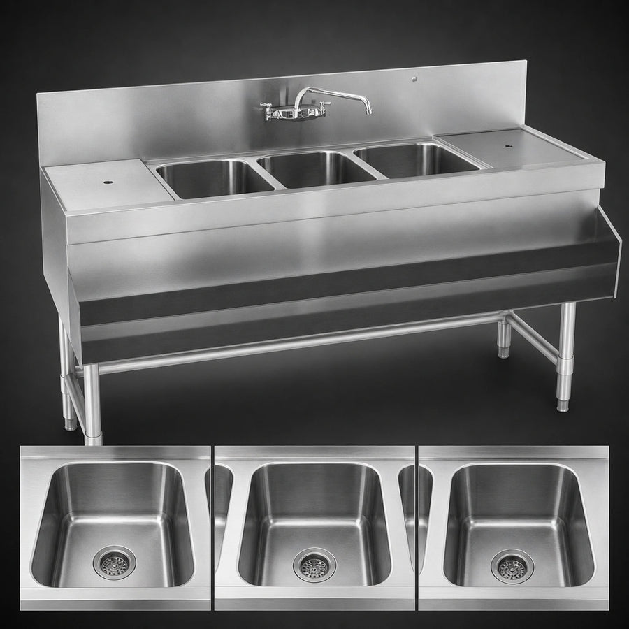 Three Deep Sink Compartments