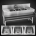 Thumbnail image #3 for Spec-Bar Three-Compartment Stainless Steel Underbar Sink Unit with Left Drainboard, 66-Inch Wide