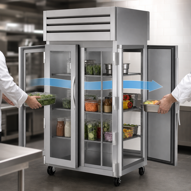 Product image #3 for True Spec Series Two-Section Pass-Thru Reach-In Refrigerator with Glass Front Doors and Solid Rear Doors