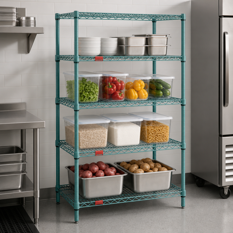 Product image #3 for EagleGard 4-Tier Starter Wire Shelving Unit, 42 x 21 x 63 Inches, Hybrid Epoxy Finish