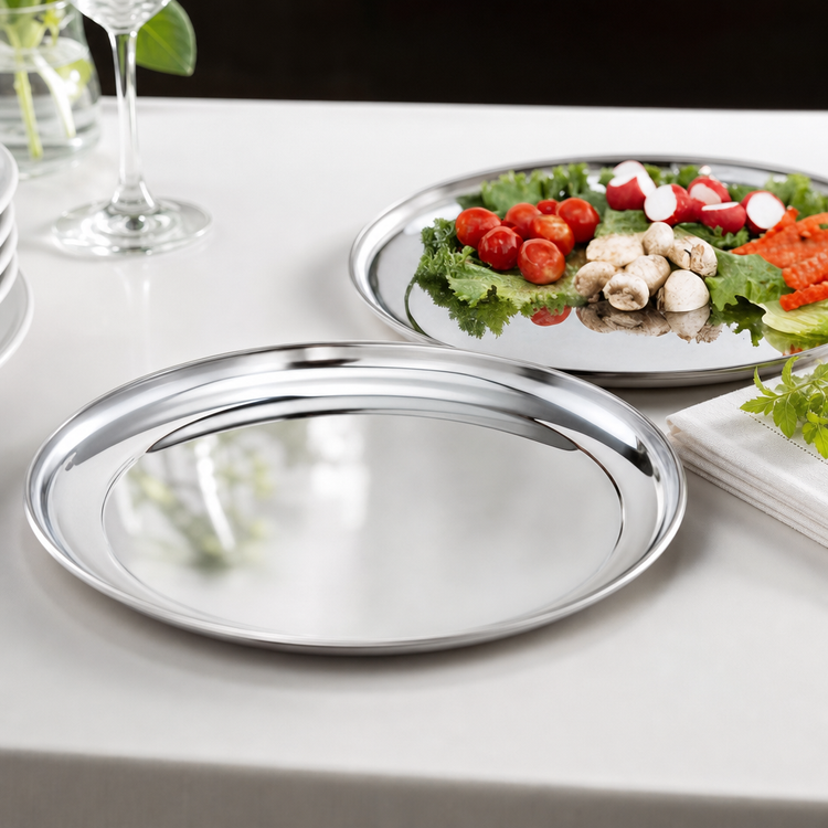 Product image #3 for Vollrath 13 7/8-Inch Round Stainless Steel Serving Platter