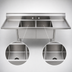 Thumbnail image #3 for Advance Tabco Special Value Series 2-Compartment Sink with Left and Right Drainboards, 24 x 24 x 14-Inch Bowls, 304 Stainless Steel