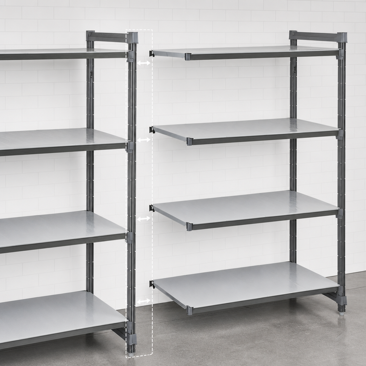 Product image #3 for Cambro Camshelving Basics Plus 4-Tier Solid Polymer Add-On Shelving Unit, 18 x 54 x 64 Inches