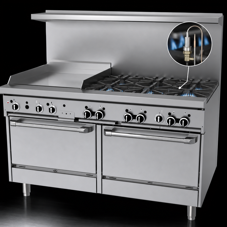 Product image #3 for Garland GFE Starfire Pro 60-Inch Gas Restaurant Range with 6 Open Burners, 24-Inch Thermostatic Griddle and 2 Standard Ovens