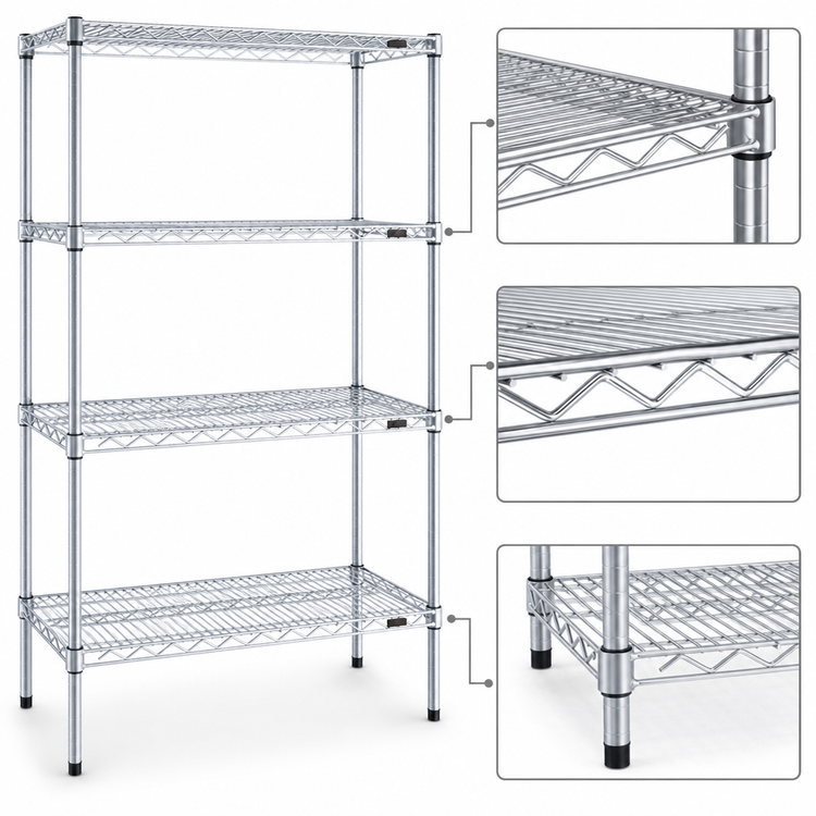 Product image #3 for Eagle Group 4-Tier Starter Wire Shelving Unit with Stainless Steel Finish, 30 x 18 x 74 Inches