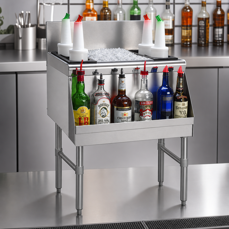 Product image #3 for Advance Tabco Prestige Supreme Free-Standing Insulated Bottle Storage Unit with Ice Bin, 12 x 25 Inches, 6-Bottle Capacity