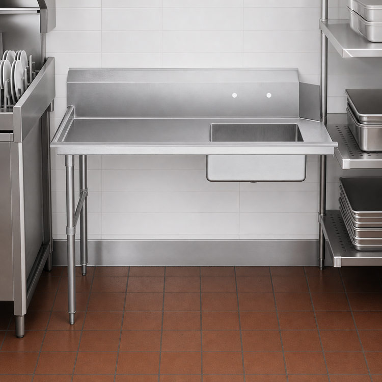 Product image #3 for 48-Inch Right-Side Soiled Dish Table with Sink, Stainless Steel