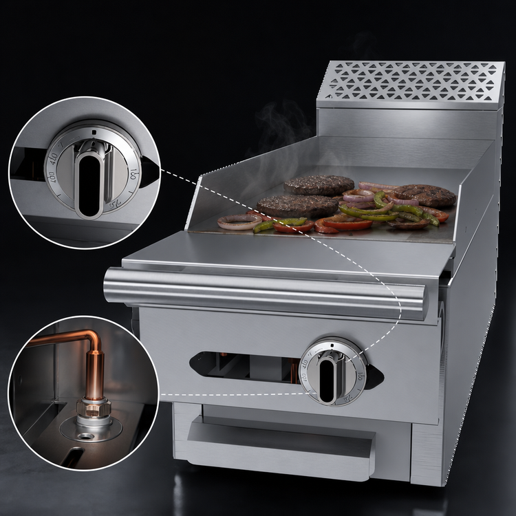 Product image #3 for Garland Cuisine 12-Inch Heavy-Duty Modular Gas Thermostatic Griddle with 1-Inch Steel Plate, 30,000 BTU