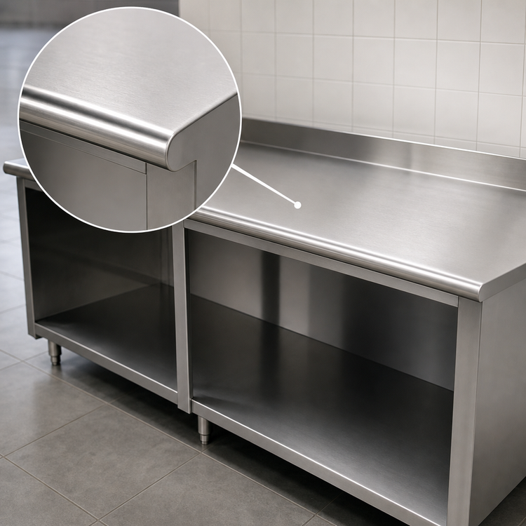 Product image #3 for Advance Tabco Special Value 96 Inch x 30 Inch 16 Gauge 304 Stainless Steel Open Base Work Table with 5 Inch Backsplash