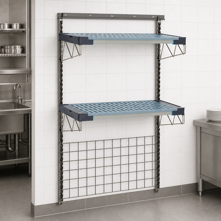 Product image #3 for Metro SmartWall Life Tall Wall-Mounted Starter Base Kit with 24 x 36 Wire Grid and 18 x 36 MetroMax 4 Shelves