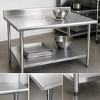 Thumbnail image #3 for Eagle Group Deluxe T2430EB-BS Stainless Steel Work Table, 30 x 24 in, 16-Gauge 300 Series Top, 4-1/2 in Backsplash, Adjustable Undershelf
