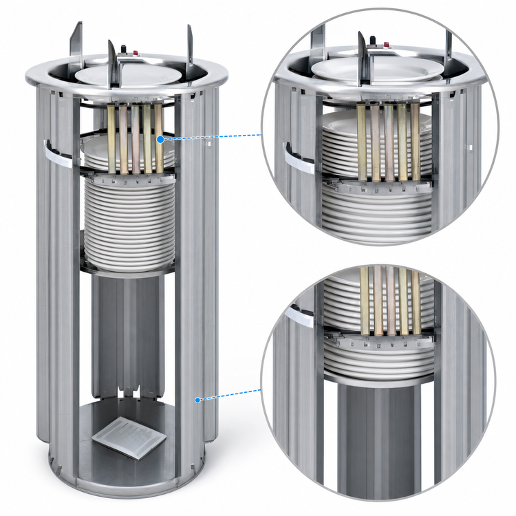 Product image #3 for Drop-In Unheated Unshielded Adjustable Plate Dispenser for 8-1/8-Inch to 12-Inch Round Plates