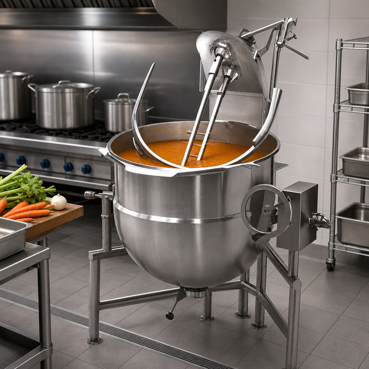 Product image #3 for Legion 40-Gallon Direct Steam Tilting Kettle with 2/3 Jacket and Tri-Leg Base