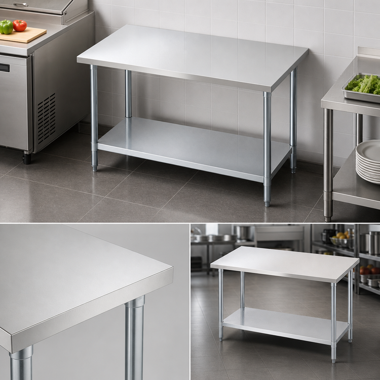 Product image #3 for Turbo Air 30-Inch x 24-Inch Stainless Steel Flat-Top Work Table with Undershelf