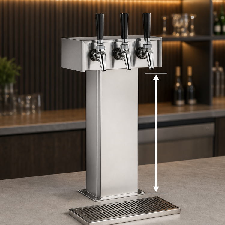 Product image #3 for Perlick Extra High Countertop Tee Draft Beer Tower, 3 Faucets, Glycol-Cooled, Polished Chrome