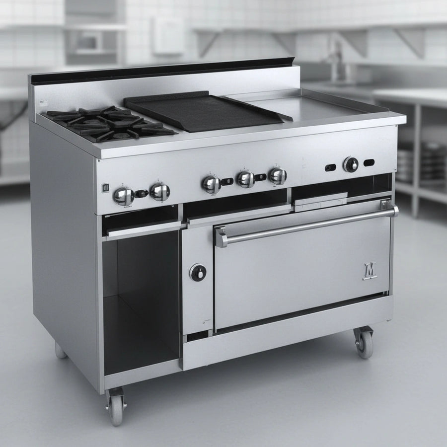 This image showcases the range's premium, durable stainless steel construction, designed for lasting commercial use.