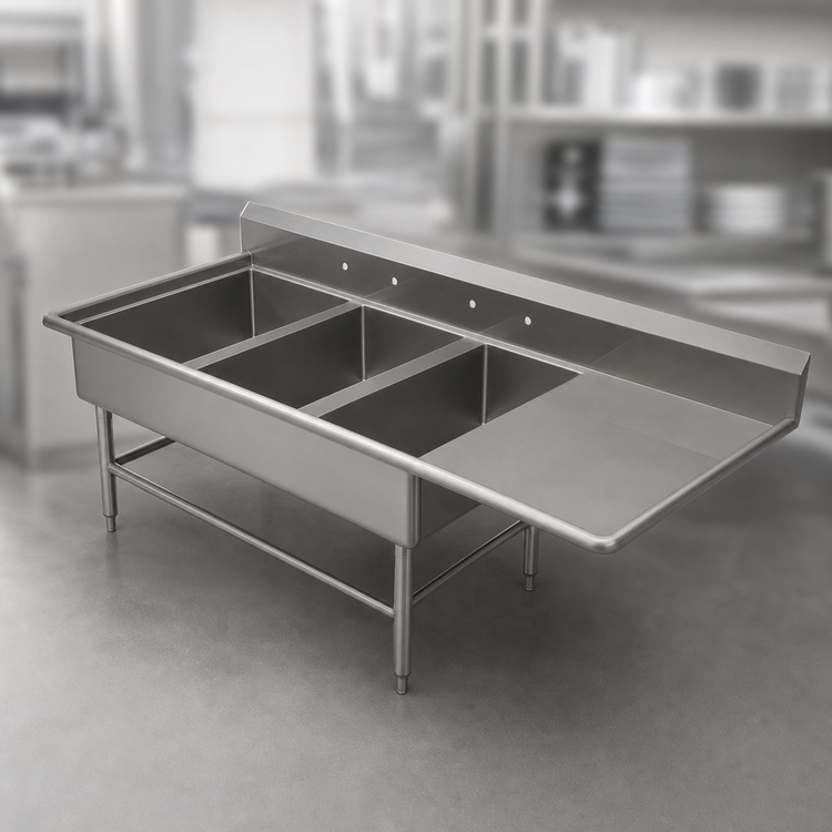 Product image #3 for John Boos Pro-Bowl 3-Compartment Bakery Sink with 20-Inch Right Drainboard