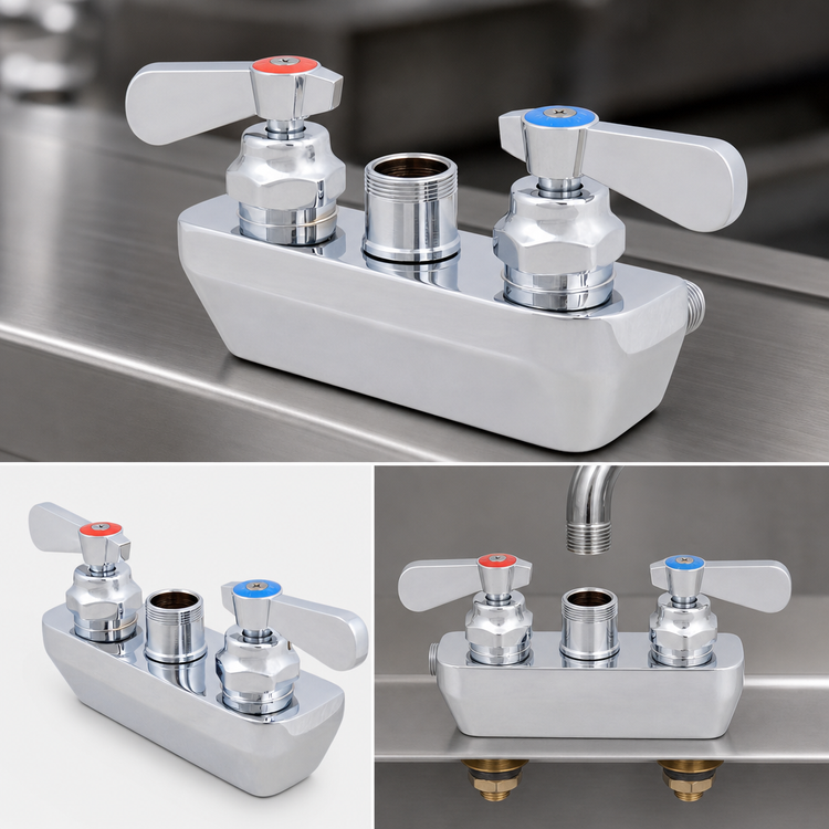 Product image #3 for OptiFlow Heavy Duty Lead-Free Faucet Body, No Spout, 4-Inch Splash Mount, 4-Inch Centers, Polished Chrome