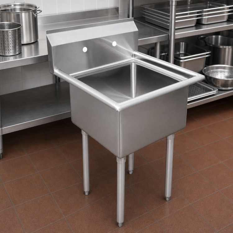 Product image #3 for Omcan USA 1-Compartment Pot Sink with 21" x 18" x 14" Bowl and 9-3/4" Backsplash