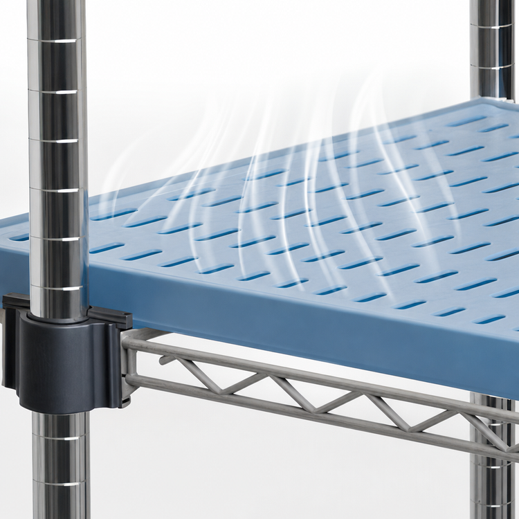 Product image #3 for QuadPlus 60 Inch x 21 Inch Louvered Polymer Shelf Mat with Microgard Antimicrobial Protection, Blue