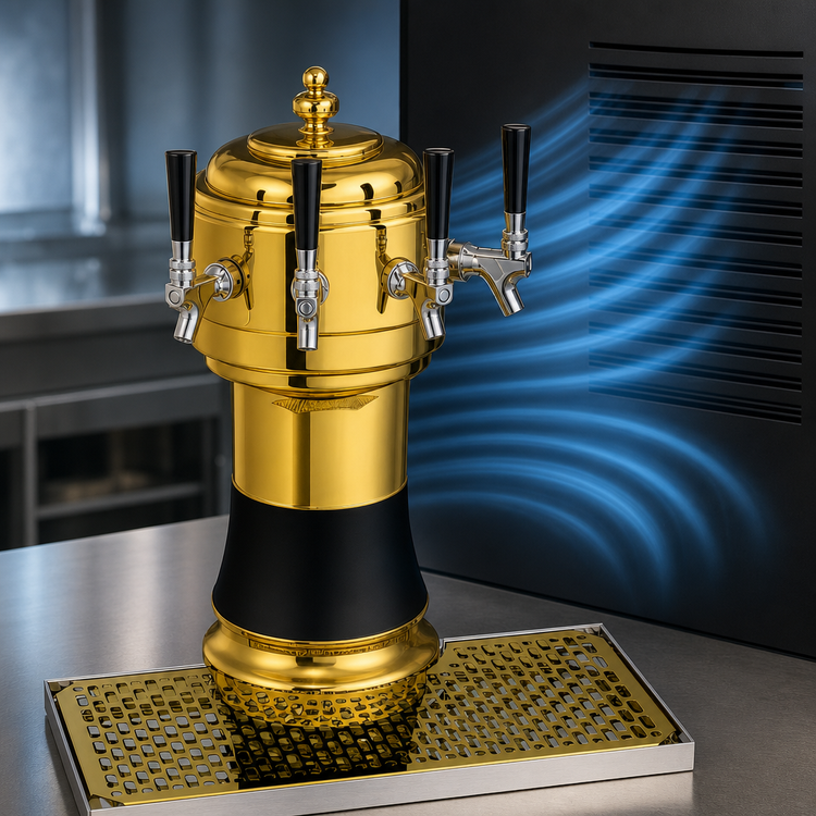 Product image #3 for Glastender Zeus 4-Faucet Air-Cooled Countertop Draft Dispensing Tower, Mirror Finish