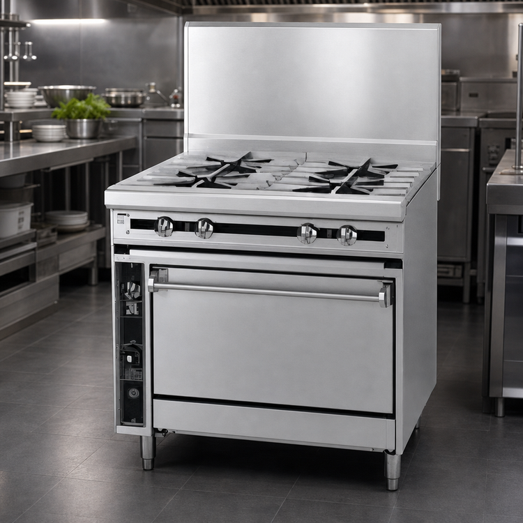 Product image #3 for Titan JTRH-4-36 Heavy Duty 36" Gas Range with (4) Open Burners and Standard Oven
