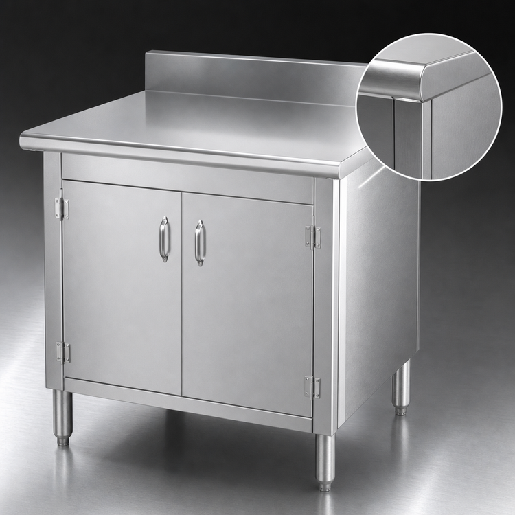 Product image #3 for Eagle Group 36 x 30 Inch Knock-Down Stainless Steel Enclosed Work Table with Cabinet Kit, 4-1/2 Inch Backsplash, Sliding Doors