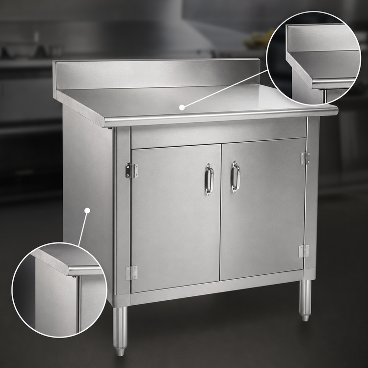Product image #3 for Eagle Group 60-Inch x 30-Inch Knock-Down Enclosed Work Table with Cabinet Kit, 4-1/2-Inch Backsplash, Hinged Doors