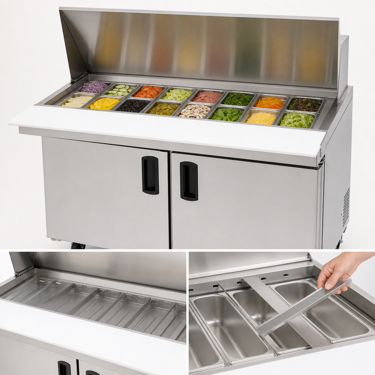 Product image #4 for Migali Competitor Series 36.3-Inch Big Top Refrigerated Sandwich Prep Table, 2-Door, 15-Pan