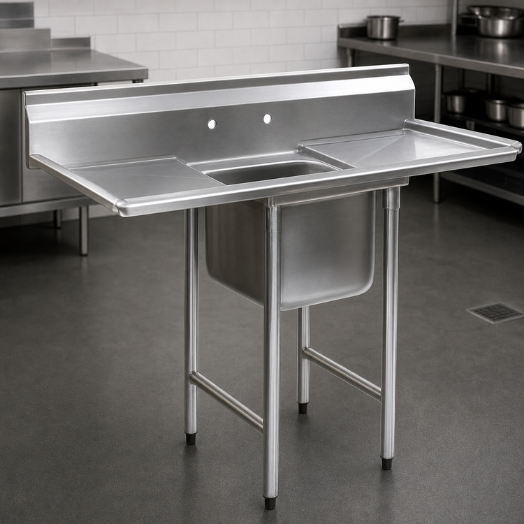 Product image #3 for Eagle Group 414 Series 1-Compartment Drainboard Sink with Left and Right Drainboards, 56 Inch W x 31-3/4 Inch D