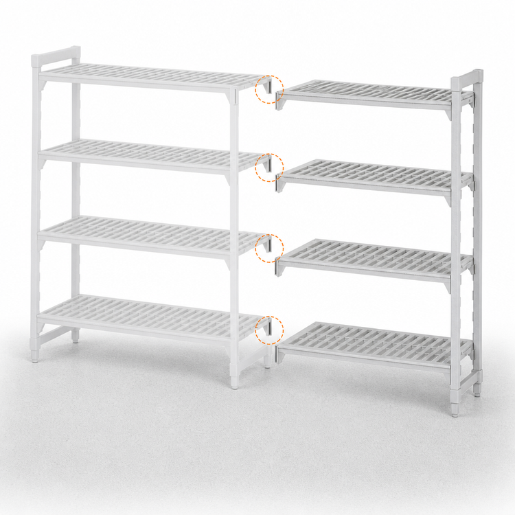 Product image #4 for Cambro Camshelving Premium 4-Shelf Vented Add-On Shelving Unit, 18 x 30 x 84 Inches, Speckled Gray