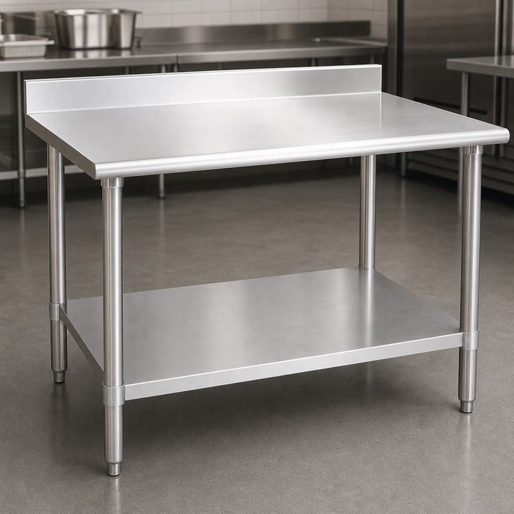Product image #3 for Eagle Budget Series 72-Inch x 36-Inch 430 Stainless Steel Work Table with 4-1/2-Inch Backsplash and Adjustable Undershelf