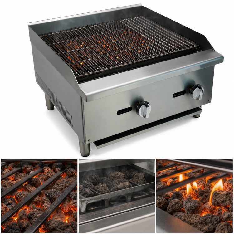 Product image #3 for Comstock-Castle CCELB24 24-Inch Countertop Lava Rock Gas Char-Broiler with 24 x 18-Inch Cooking Surface