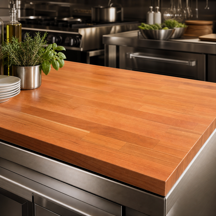 Product image #3 for 60 x 25 x 1-1/2 Inch American Cherry Blended Edge Grain Kitchen Countertop with Varnique Finish
