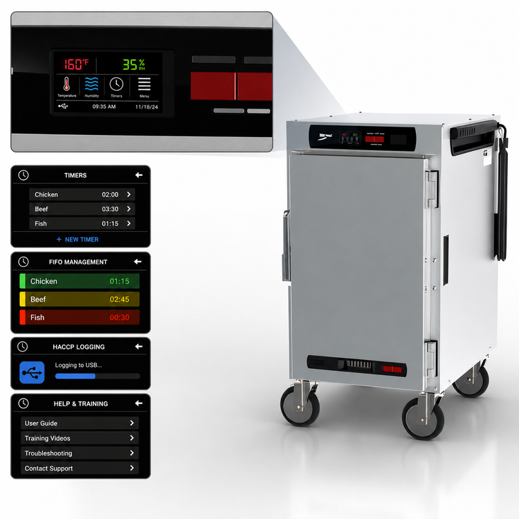 Product image #4 for Metro HotBlox Narrow 8-Pan Mobile Pass-Thru Insulated Holding Cabinet with Digital Touchscreen and Solid Doors