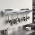 Thumbnail image #3 for John Boos Stallion Wall-Mount Stainless Steel Pot Rack Shelf with 10 Hooks, 120 x 18 x 13 Inches