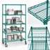 Thumbnail image #3 for Quantum 36 x 24 x 69 Inch 4-Shelf Mobile Wire Shelving Cart with Green Epoxy Antimicrobial Coating