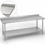 Thumbnail image #3 for Duke Manufacturing 416S-36108-2R 108-Inch x 36-Inch Stainless Steel Work Table with 1-1/8-Inch Riser and Undershelf