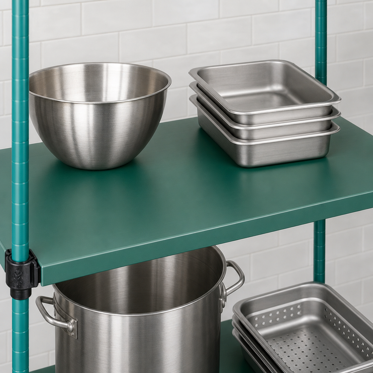 Product image #3 for QuadPlus 42 x 18 Inch Solid Green Polymer Shelf Mat with Wire Quad-Adjust Frame